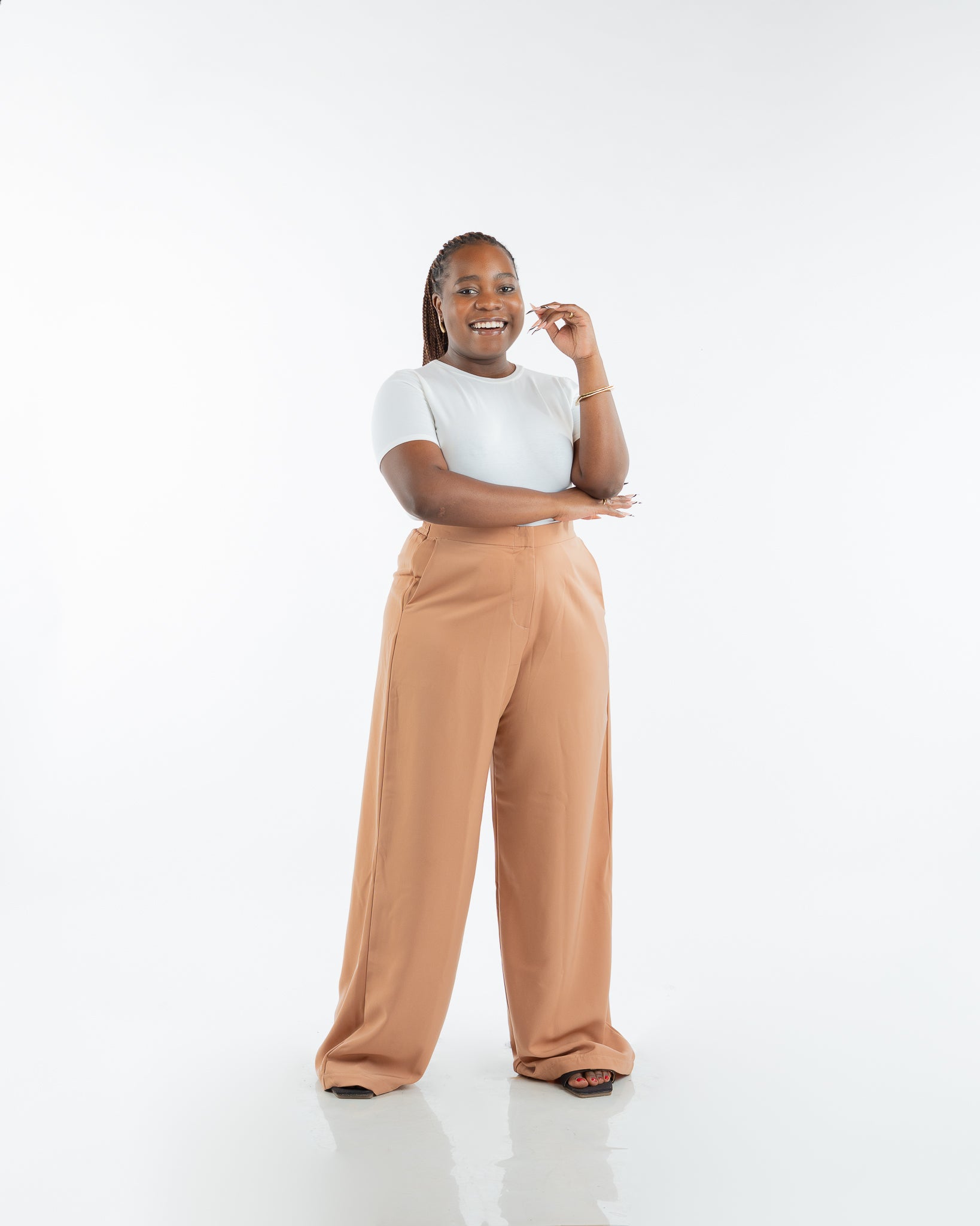 Fluid Semi-Fitted Pants in CARAMEL